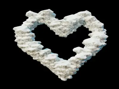 Ice and snow heart winter terrain for garden and lanscape 3D model