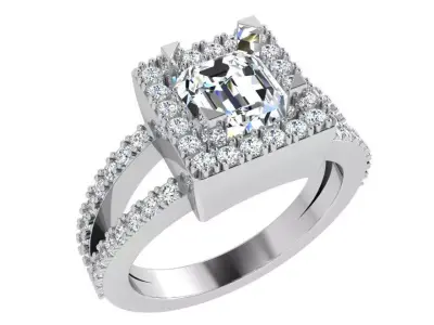 Square Halo Split Shank Ring 4144 3D print model