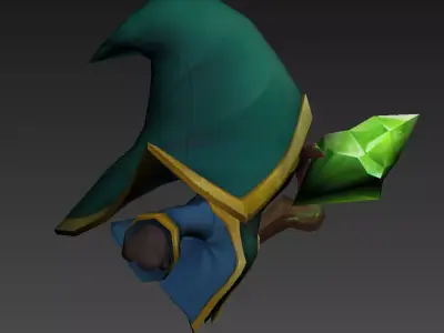 Cartoon version of the mage Low-poly 3D model