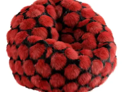 Round Bean Bag Fur 3D model