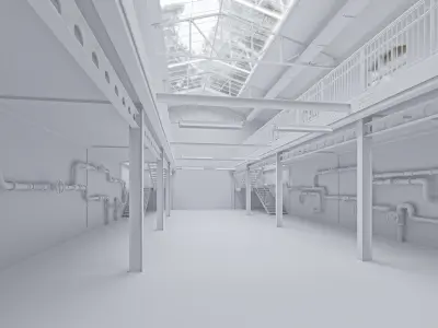 Hangar Building Low-poly 3D model