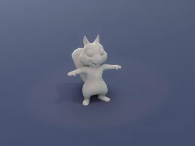 Cartoon Squirrel Animated Base Mesh 30 Animations 3D Model Low-poly 3D model