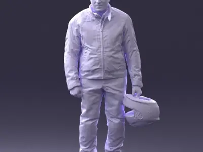 000422 Biker Male Character with Helmet 3D Scan Low-poly 3D model