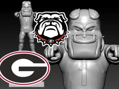 GEORGIA BULLDOGS FOOTBALL MASCOT STATUE - 3D PRINT 3D print model