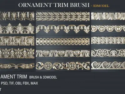 Trim Ornament Brush-vol01 Low-poly 3D model