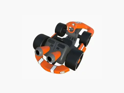 Cartoon Kart D06 Orange - Vehicle Racing Design Low-poly 3D model