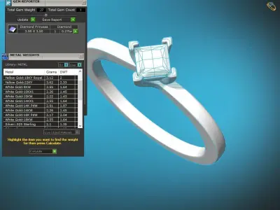 ZDR079 solitaire diamond engagement ring 3D print model
