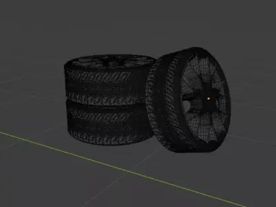 Tire set Low-poly 3D model