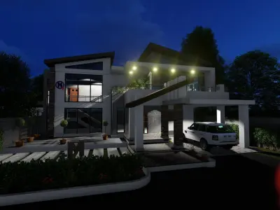 Modern Black and gray house 3D model