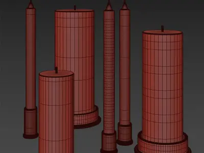 Candles COLUMN CANDLE by Hay set 2 Low-poly 3D model