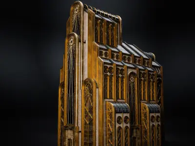 ART DECO SKYSCRAPER BUILDING 05 Low-poly 3D model