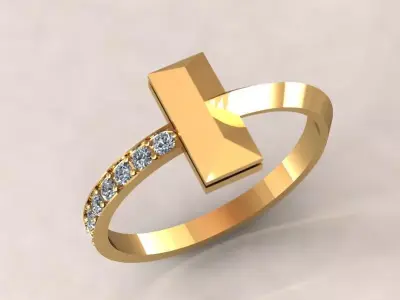 T shaped diamond ring 3D print model