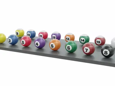 Pool Table Pool Balls Set Low-poly 3D model