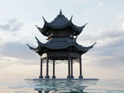 Chinese Ancient Architecture - jixianting Low-poly 3D model