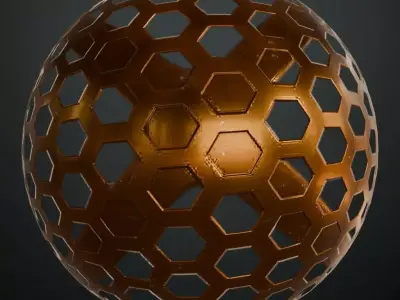 Copper Hexagon Grill Perforated PBR Seamless Texture