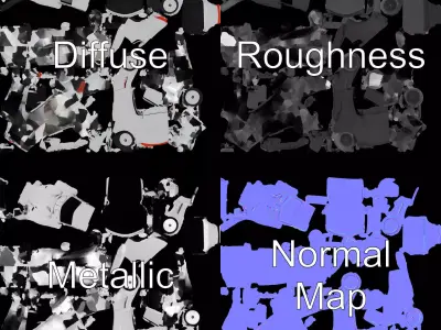 Sleek Silver Sports Car model pack Low-poly 3D model