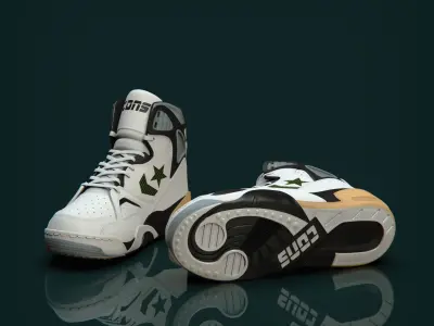 4-Sneakers pair of basketball shoes 3D model