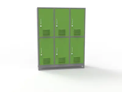 METAL CABINET -TRIPLE LONG- SIX COVER-GRAY AND GREEN Low-poly 3D model