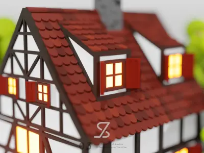 Half-timbered House Free low-poly 3D model