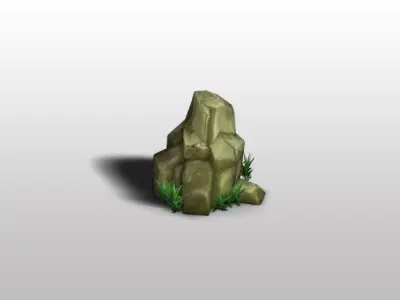 Rocks Low Poly rock with grass Low-poly 3D model