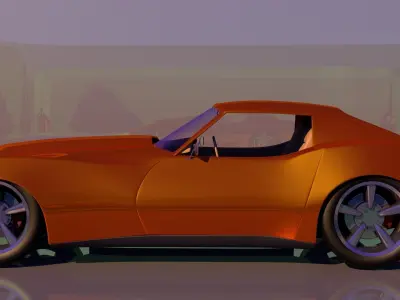 Corvette orange car in game 3D model