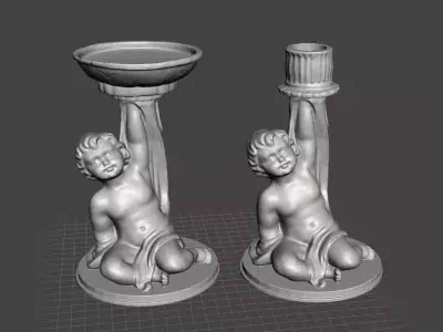 cherub candle stick holder big and small 3D print model