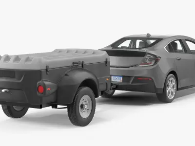 Enclosed Mini Cargo Trailer with Car Generic 3D model