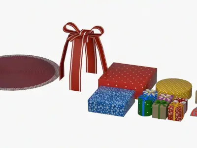 Stylized Christmas Gift Pack Modular Holiday Props Low-poly 3D model