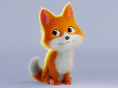 Cartoon Fox Dog Rigged 3D model
