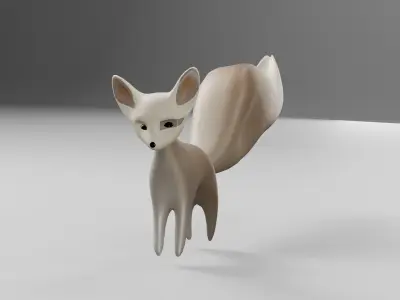 3D Cartoon-style Sculpture of a Characterful Fox 3D model
