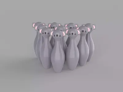 Cartoon Koala Bowling And Ball Bowling Low-poly 3D model