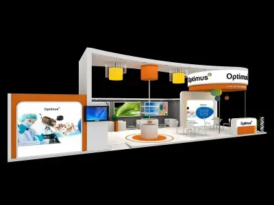 15 mtr x 6 mtr  2 side open exhibition stands 3D print model