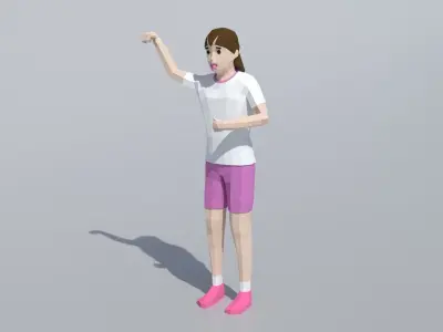 Low Poly Girl Celebrating Low-poly 3D model
