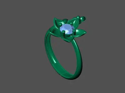 Womens Rings With Stone Ring Ready STL 3DM Models Rings women 3D print model 8