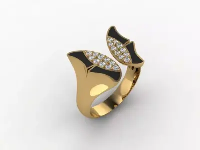 woman ring butterfly 3D print model