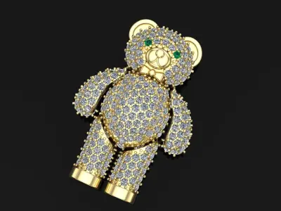 bear diamonds pendant 3D print model