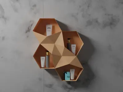 Honeycomb shelf Hexagon Low-poly 3D model