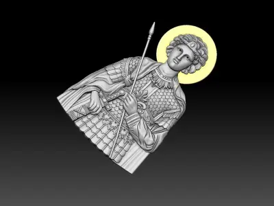 Saint George bas relif 3D cnc model  3D print model