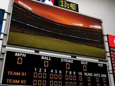 Baseball stadium scoreboard low poly Low-poly 3D model