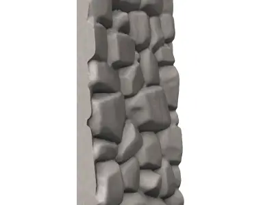 Tumbled Stone Wall Low Poly Asset 3D print model