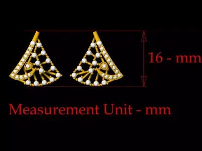 Triangle Diamond Earring - 0026 3D print model