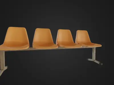 Old Waiting Bench 01 Low-poly 3D model