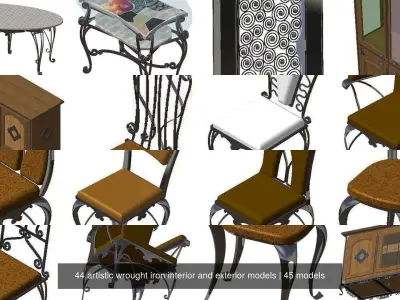 44 artistic interior and exterior metal work 3D Model Pack