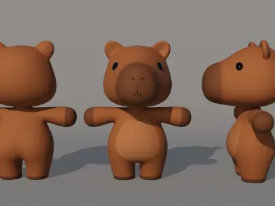 Rigged Cartoon Capybara Low-poly 3D model