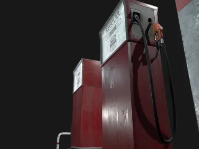 classic gas pump station Low-poly 3D model