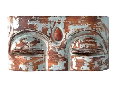 Antique Wooden Buddha Mask Wall Hanging 3D model