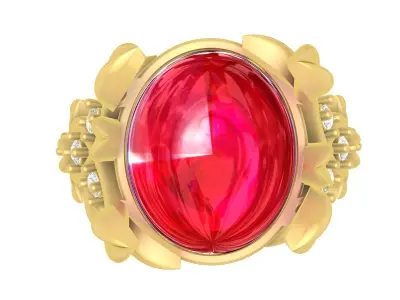 Elegant Floral Oval Gemstone Ring for Women 3679 3D print model