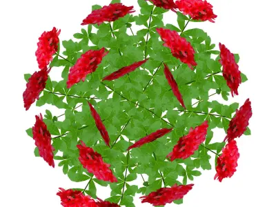 Azalea - Rhododendron - Red Low-poly 3D model