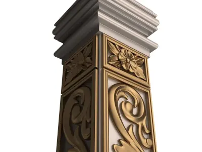 Stair Baluster 01 White Low-poly 3D model