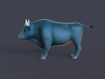 Cartoon Black Bull Animal 3D Model for Cartoon Characters Low-poly 3D model